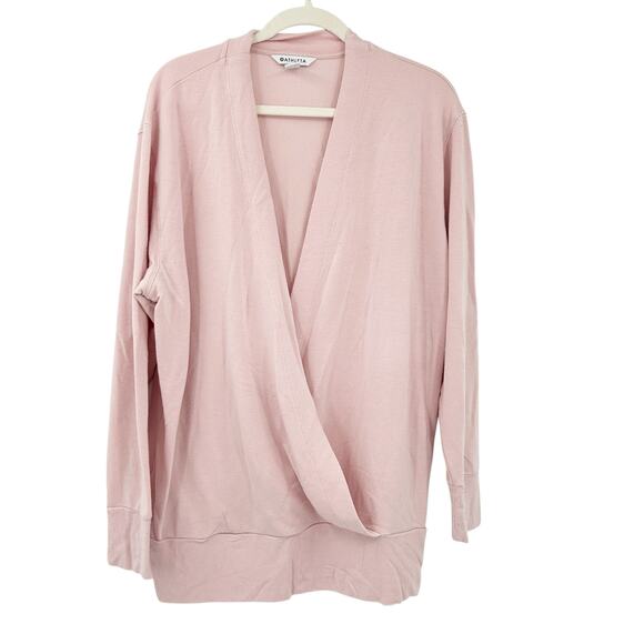 Athleta Womens Fall Athleisure Barbiecore Puruna V-Neck Wrap Sweatshirt Size L - Picture 2 of 6